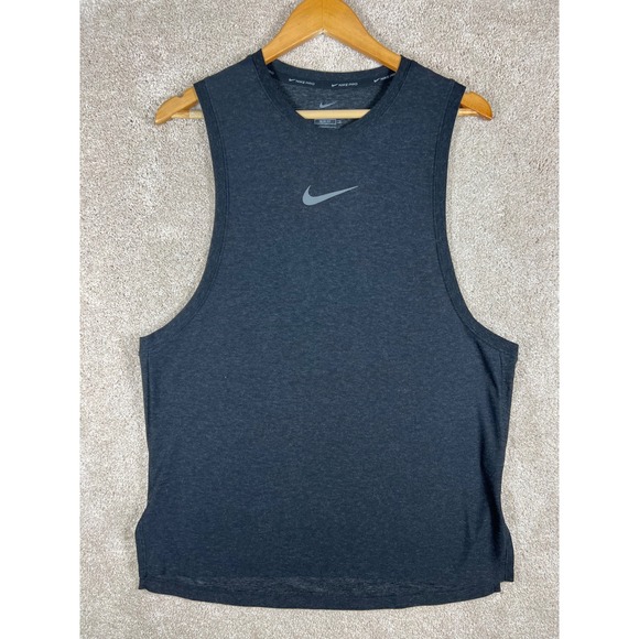 Nike Pro Dri-FIT Slim Fit Muscle Tank Top Sleeveless Athletic Gray Mens Medium - Picture 1 of 11